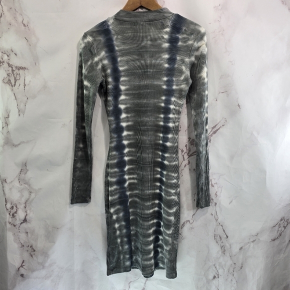Young Fabulous And Broke Dress Womens XS Gray Tie Dye Ribbed Mini Mock Neck Mini - Picture 5 of 11